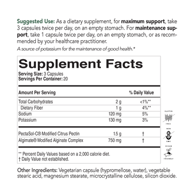 natural detox supplement nutrition information box back