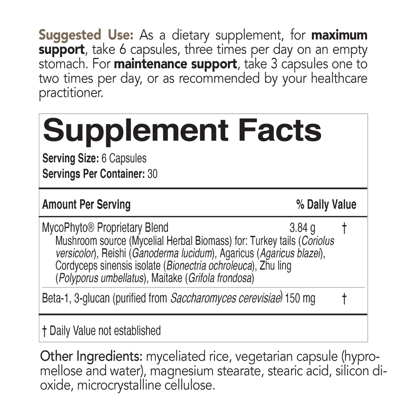 best mushroom supplement nutrition information